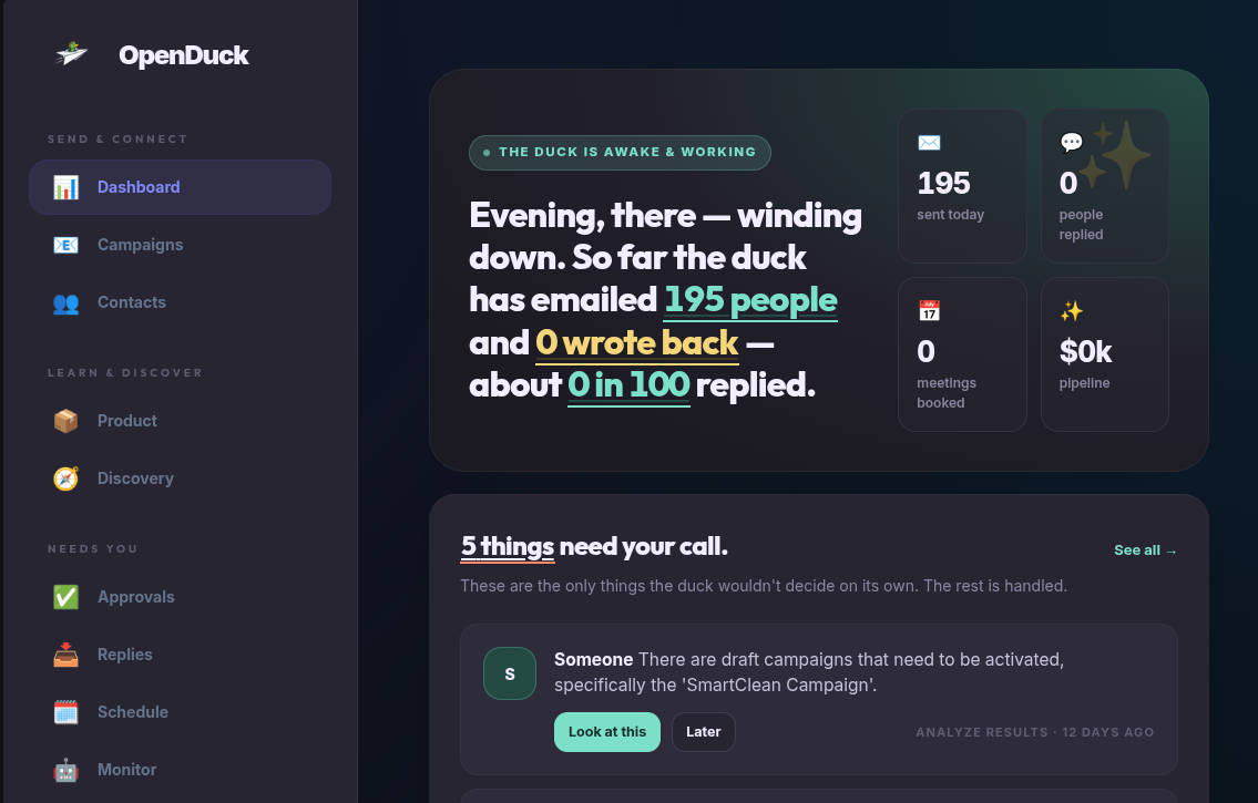 OpenDuck campaign operations interface